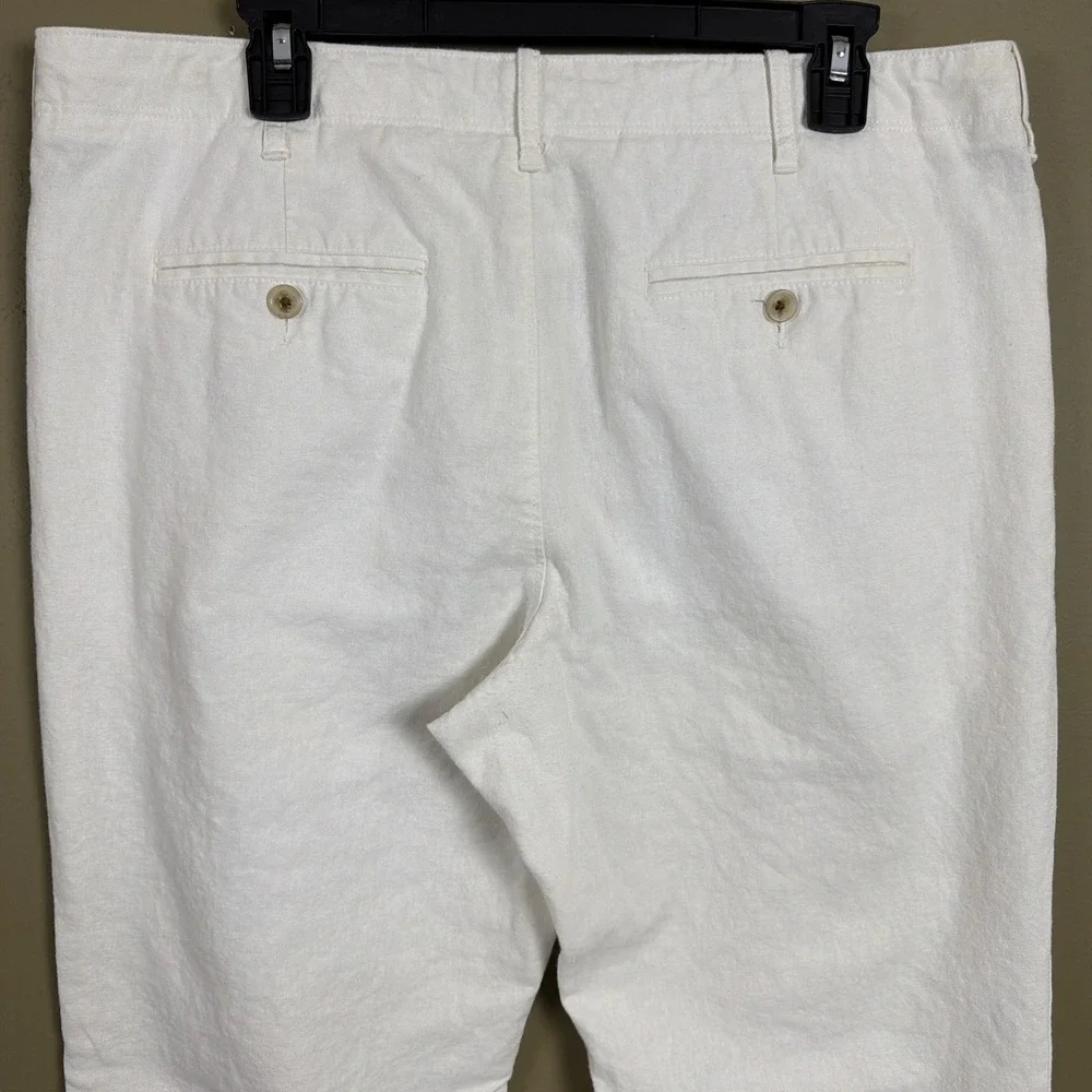 Perry Ellis Men's Linen Blend Drawstring Pants White 34x30 Casual Beach